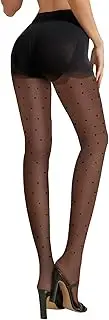 [FANCAME] Women’s Polka Dots Print Sheer Tights, Seamless Cute Patterned Stockings with Nylon Soft Fantasy Design Pantyhose