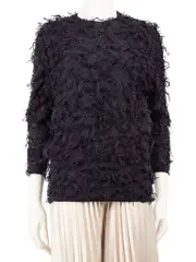 Navy Jacquard Textured Top