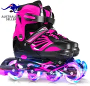 Adjustable Illuminating Inline Skates with Light up Wheels for Kids and Youth Gi