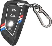 QBUC for BMW Key Fob Cover, Striped Silicone Key Shell Case for BMW 2 4 5 6 7 Series X1 X2 X3 X4 X5 X6 M M8 M7 M6 M5 M4 M3 M2 M1 430i 340i 840i 2015-2023 Key Protector with Keychain Black