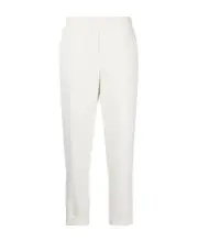 elasticated-waist tapered trousers S,M White