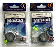 Set of 2 Mustad Dual Hook 3oz Flounder Rig Size 9 Chart Beads MSD-FLR40-9-3OZ
