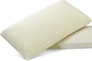100% Natural Talalay Latex Pillow with Removable Cotton Cover, Medium Soft Standard Size Bed Pillows Provide Head Support, Helps Relieve Pressure, for Side Back Stomach Sleeper (Medium, Standard)