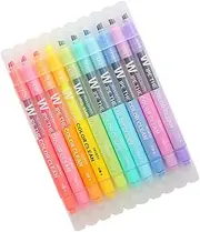 HYTROVE 10Pcs Colorful Erasable Double Ended Highlighter Pen for Students Pastel Marker with Wide Chisel and Thin for Note Taking and Study Supplies