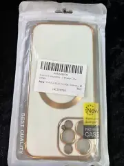 iPhone Case Cover/Holder: White w/Gold Plating For iPhone 13 ProMax - BRAND NEW!
