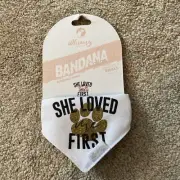 New Whimsy Dog Wedding Bandana Collar Reversible She Loved Me First Small Paw