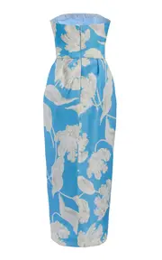[Monique Lhuillier] Strapless Tulip Skirted Cocktail Silk Dress