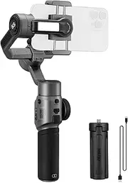 LAPOOH SMOOTH-5S Handheld 3-Axis Gimbal Stabilizer Portable Phone Vlog Gimbal Anti-Shake Built-in LED Fill Light with Mini Tripod Max. 300g Payload Replacement for 14/13/12/11 Android