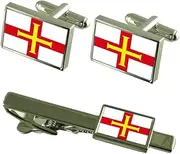 [Select Gifts] Guernsey Flag Cufflinks Tie Clip Matching Box Gift Set