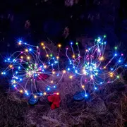 Solar Pathway Lights 2Pcs 120LED Solar Powered Ground Plug Firework Light Waterproof Copper Wire Light Garden Decoration Light Christmas Decoration Light -Multicolor