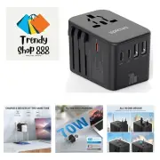 Universal Travel Adapter, GaN International Plug Adapter with 3 USB-C 70W PD ...