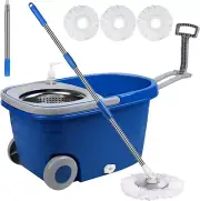 Spin Mop and Bucket on Wheels With Wringer Set Extendable Handle Liquid Dispense