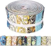 50Pcs William Morris Floral Jelly Fabric Strips Roll for Quilting Crafting Spring Summer Floral Precut Patchwork for Sewing DIY Crafts 2.55 Inch Polyester Fabric Bundles