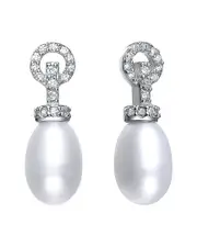 Genevive Silver CZ Drop Earrings
