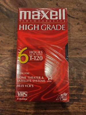 SEALED MAXELL BLANK VHS TAPE HIGH GRADE T-120 VIDEO CASSETTE