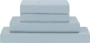 Modern Threads Soft Microfiber Solid Sheets - Luxurious Microfiber Bed Sheets - Includes Flat Sheet, Fitted Sheet with Deep Pockets, & Pillowcases Blue Mist Queen