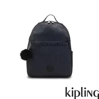 在飛比找Yahoo奇摩購物中心優惠-Kipling 光澤緞面黑絲絨大容量雙拉鍊後背包-ADAM 