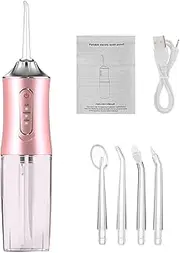 GIOD Water Flosser, Cordless Dental Oral Irrigator, Electric Portable Smart Tooth Cleaner, IPX7 Waterproof Rechargeable Dental Care with 3 Pressure Modes 4 Nozzles, 240ml for Home and Travel (Pink)