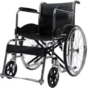 EQUIPMED Folding Manual Wheelchair Self Propelled, 24" Rear Wheels, Chrome Steel Frame, 46cm Wide Seat, 100kg Capacity, Park Brakes