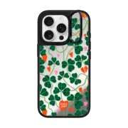 iPhone 16 Pro Mirror Ring Stand Case MagSafe Compatible Clover Hearts