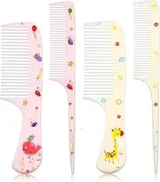 Giantree 2Pcs Baby Hair Comb, Kids Hair Brush Set for Girls Boys, Cute Hairs Comb Set Toddler Hairs Comb, Mini Comb Rat Tail Hairs Styling for Toddler Child's Hair Travel Style A)