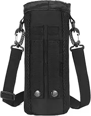 Water Bottle Holder with Strap, Drawstring Water Bottle Bag | Stable Outdoor Company, Portable Hydration Holder with Adjustable Shoulder Strap for Running Outdoor Activities, Black, Se référer au