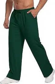 [Deyeek] Mens Sweatpants Open Bottom Sweat Pants for Man Loose Fit Sweatpants with Pockets Straight Leg Jogger Sweatpants