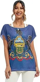 [RPLIFE] LGBT Pride Flag Format Rainbow Batwing Top Loose Summer Top, Butterfly Sleeve Blouses Women, Pennsylvania State Flag, XX-Large