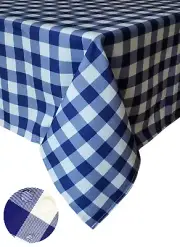 Tektrum 70"X70" Square Tablecloth-Waterproof/Wrinkle Free - Blue/White Checker