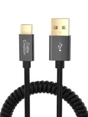 USB C to a Cable, Cablecreation Coiled USB to USB C 3A Fast Charging and Data...