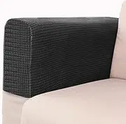Xiao Hua 2pcs Washable Sofa Armrest Covers Stretch Chair Arm Protectors-Black