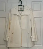 NWTS $298 Talbots Short Trench Coat Snap Buttons Cream Italian Fabric 10