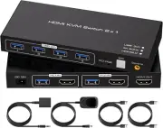 HDMI KVM Switch 2 Port 4K60Hz for 2 Computers Share 1 Monitor USB 3.0 KVM Switch