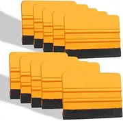 10Pcs Vinyl Squeegee Felt Edge Squeegee, Graphic Decal Scraper Applicator Tool for Car Vinyl Wrap, Window Tint, Wallpaper, Decal Sticker Installation (Yellow), 3027