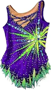 [Zagitova] Women Rhythmic Gymnastics Leotards, Diamond Sleeveless Girls Competition Performance Costume, Customizable