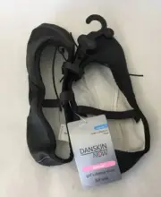 Danskin Girls Ballet Flats Black Leather Sole Dance Slippers Shoe Size 1 (C3-30)
