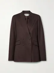 [Gabriela Hearst] Gabriela Hearst - Stephanie Double-breasted Wool-crepe Blazer - Brown - IT46 IT 46 Brown