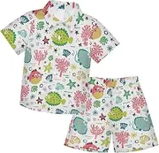 [Caihoyu] Big Boy Short Sleeve Button Down Shirt & Casual Shorts Set Toddler Boy Clothes Summer Outfit