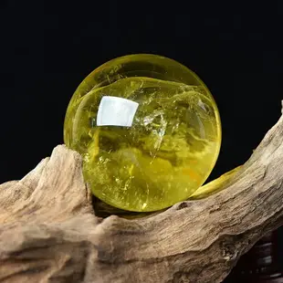 ISONA 7A級髮絲紋巴西天然黃水晶球擺設展示 送底座