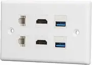 Cat 6 Ethernet Wall Plate, 6 Ports Removable RJ45 Ethernet Wall Plate, Compatible with Cat6/5/5e Ethernet Devices, with Standard Size, for HDTV Projector Computer