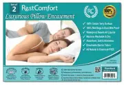 RestComfort Set of 2 Cotton Terry Pillow Protectors Bed Bug & Dust Mite Bacte...
