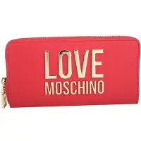 在飛比找Yahoo奇摩購物中心優惠-LOVE MOSCHINO 金色字母拉鍊長夾(紅色)