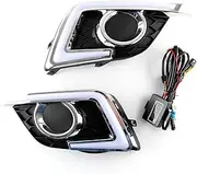 LED DRL Daytime Running Light Front Fog Lamps with Turn Signal Assembly Accessories Compatible with Nissan Sentra 2017 2018 2019