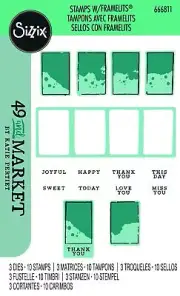 Sizzix Clear Stamps Set 10PK w/3PK Framelits Painted Palettes by 49 and Market