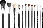 Sigma Beauty Essential Makeup Brushes Set – Professional Grade Makeup Brush Set with Premium Fibers and Sleek, Durable Handles for Face & Eyes, Includes 12 CK001 Black Makeup Brushes