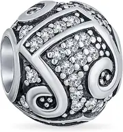 [Bling Jewelry] Pink Clear CZ Pave Music Lover Microphone Melody Notes Teacher G Clef Charm Bead For Women Teen .925 Sterling Silver Fits European Bracelet