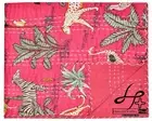 Indian Bedspread Cotton Kantha Quilt Pink Bedsheet Indoor Gudari Hippie Coverlet