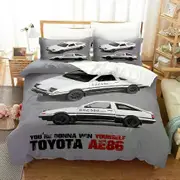 v2597 Bed Sheets Initial D AE Bedding Set Duvet Cover Bed Set Quilt Cover Pillowcase Comforter king Queen Size Boys Adult Bedding Set 3-Piece Bedding