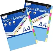 Just Stationery 10 A4 Paper Index Dividers Paper (UK Size: One Size) (Multicoloured)