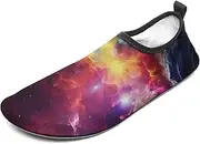[Dwrepo] Colorful Outer Space Water Shoes for Women Men Barefoot Quick-Dry Aqua Socks for Beach Surf Swim Water Sport